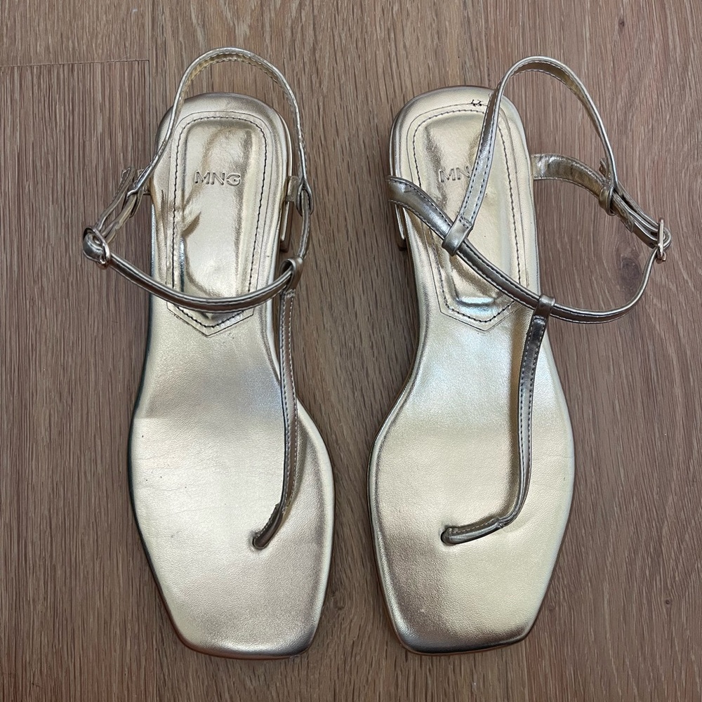Mango Metallic Gold Women's Sandals